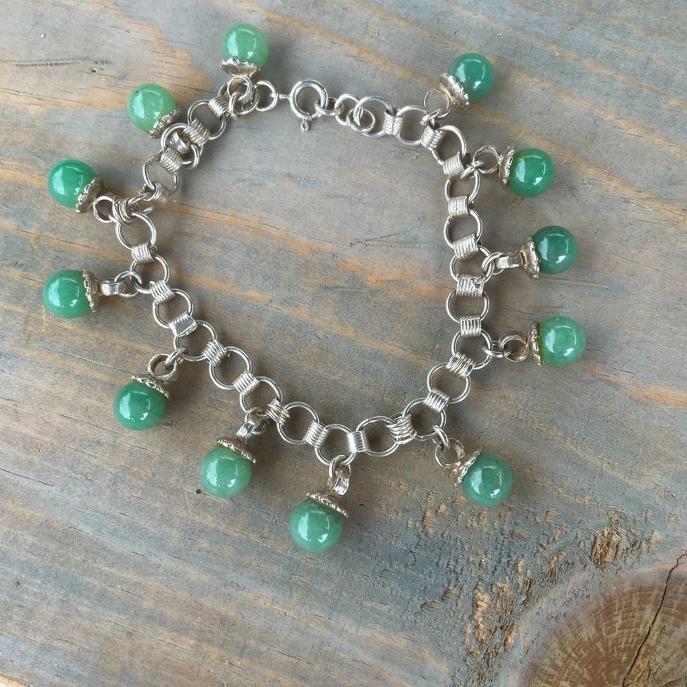 Vintage Silver & Jade Bracelet